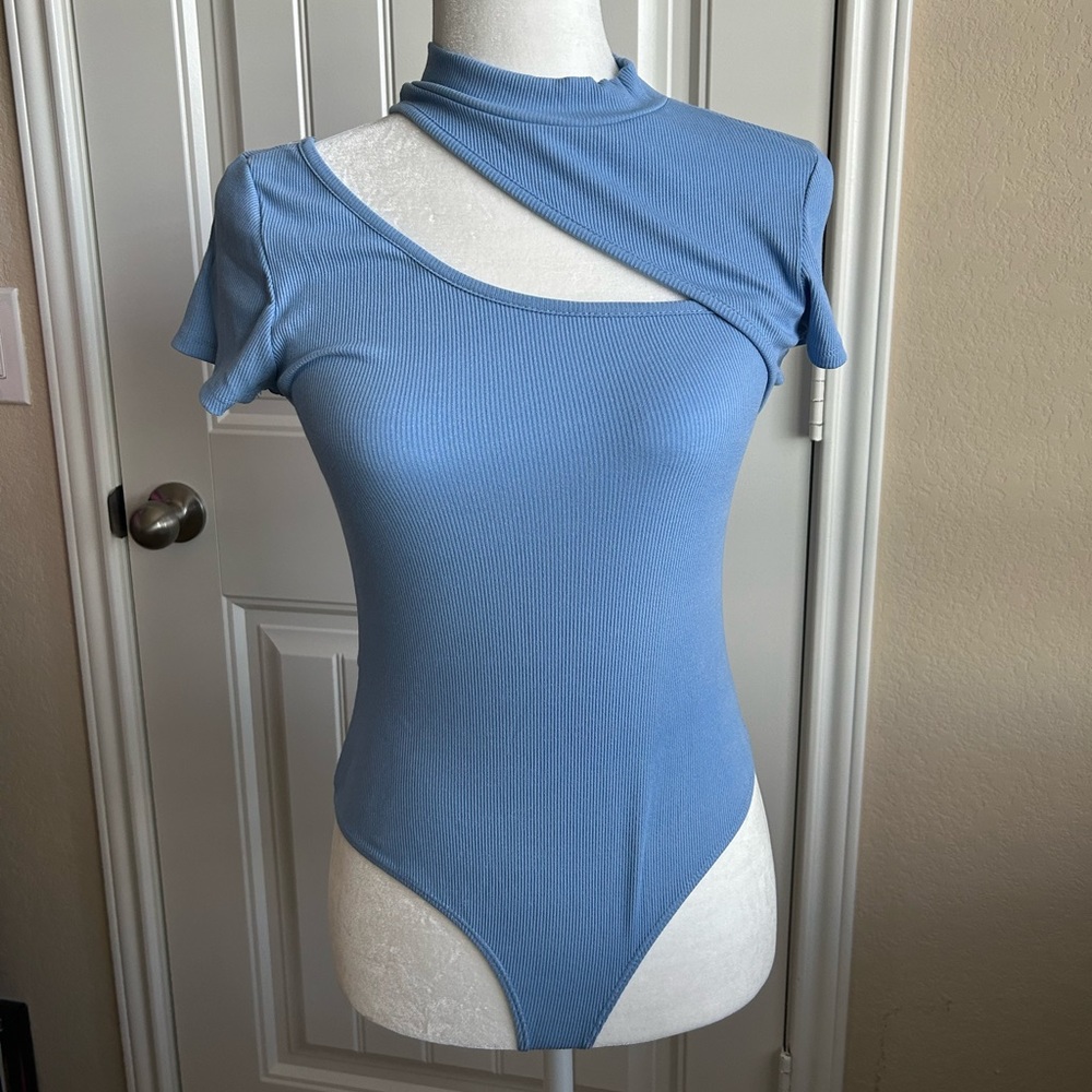 Blue Cutout Bodysuit